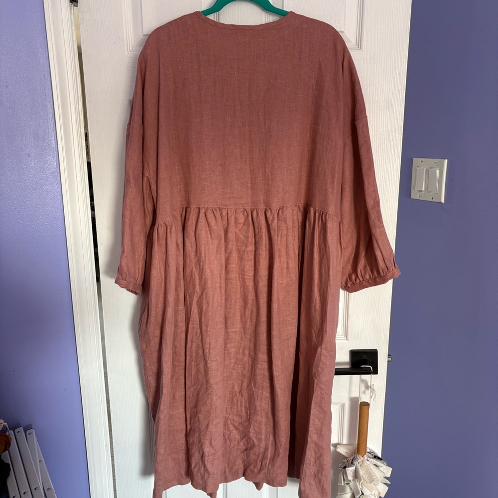 Rose Colored Beaton Linen Dress 2X - Picture 4 of 5